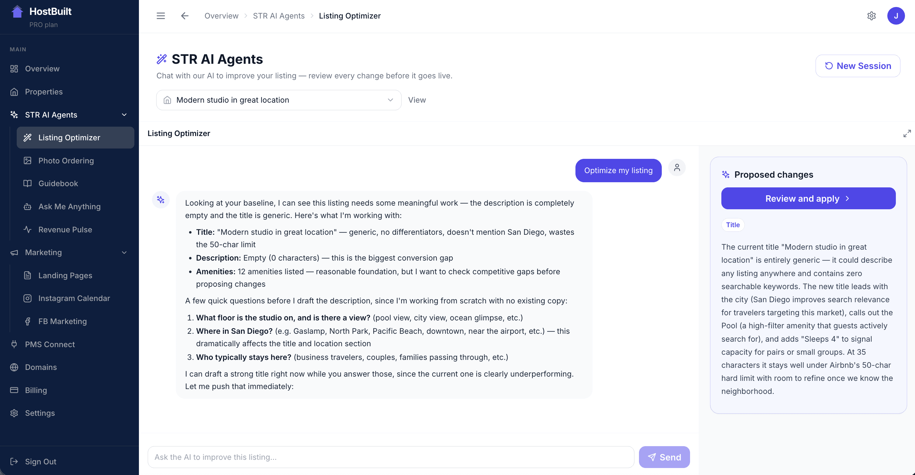 HostBuilt property settings and direct booking website builder